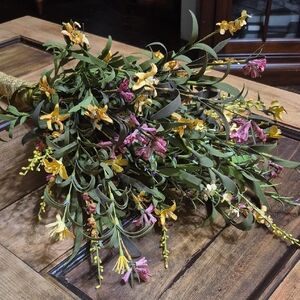 Vibrant Faux Floral Bouquet with Green and Yellow Accents